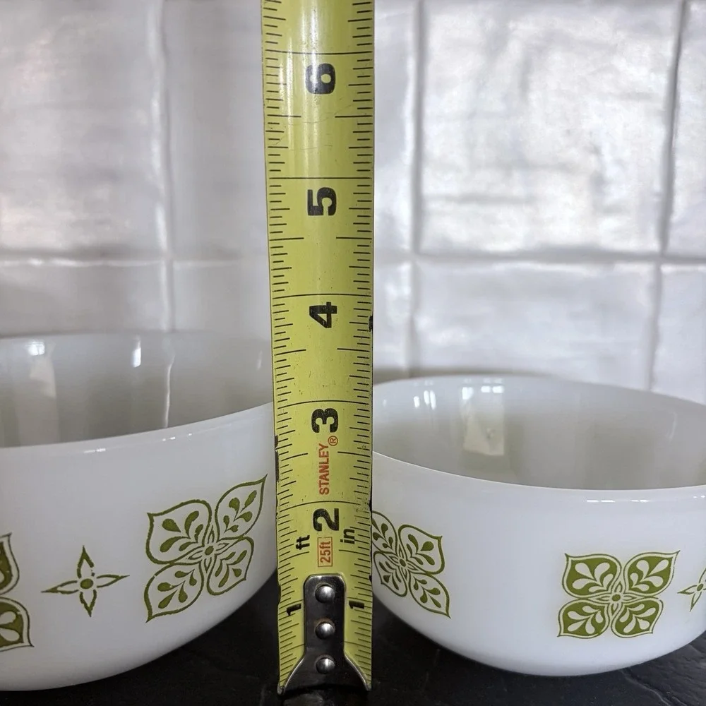 VTG Fire King Dutch Clover Green Set Of 3 Mixing Bowls Anchor Hocking